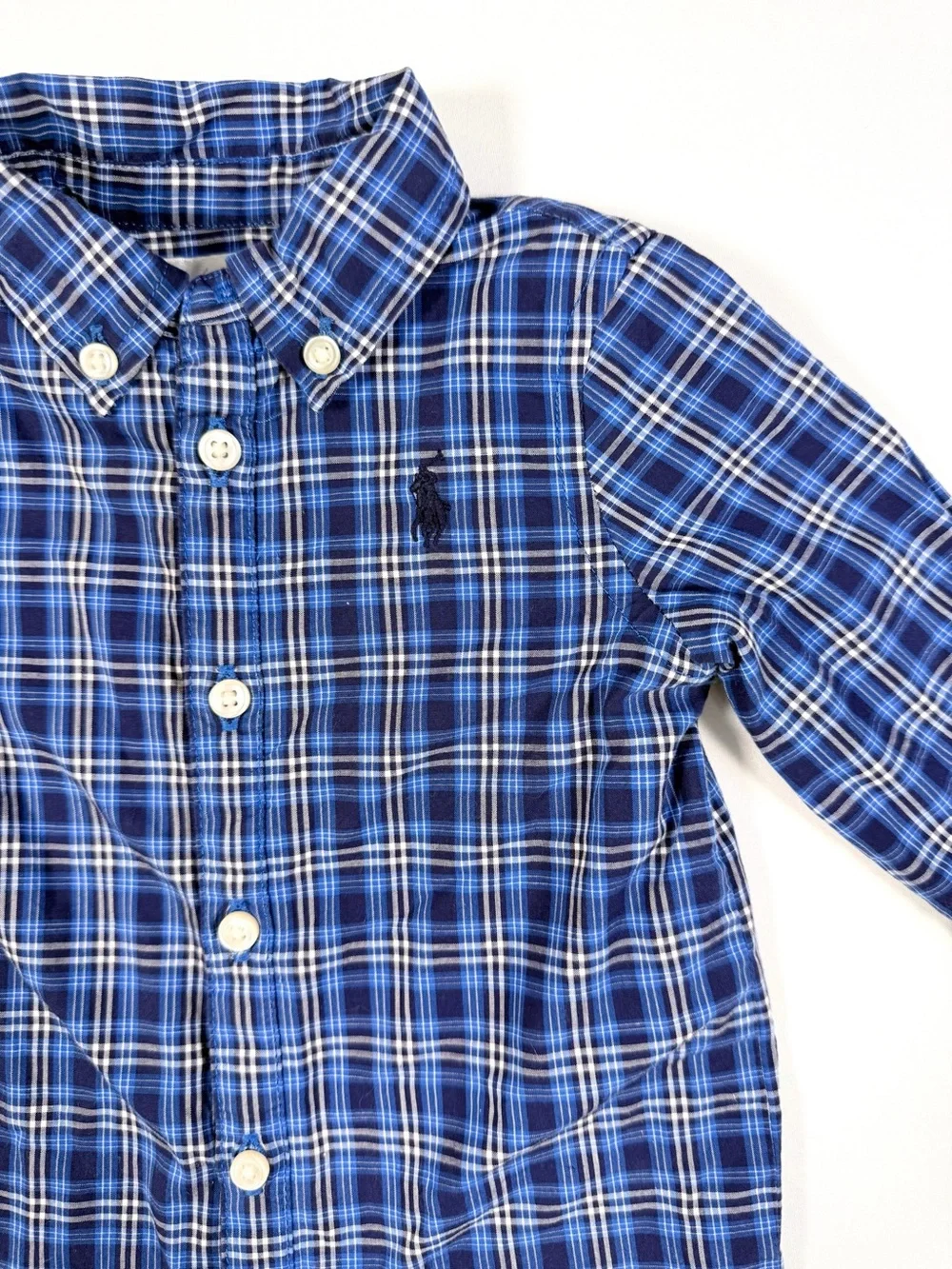 RALPH LAUREN 3 Months Plaid Lined Romper Button Front Polo Baby Preppy Classic‎
